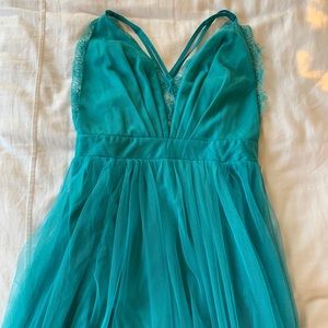 Luxxel Teal Tulle Maxi Dress